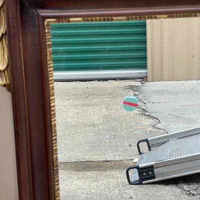 Hollywood Regency Mid Century Gold Syroco Wood Shell Mirror