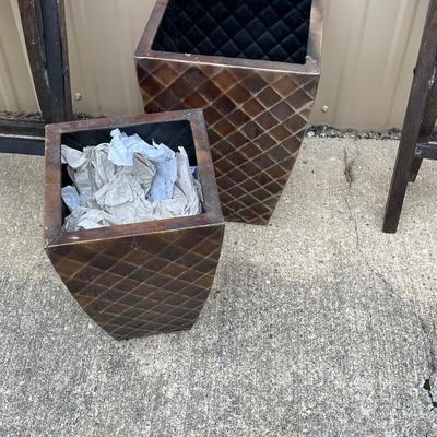 Two Vintage Metal Planters
