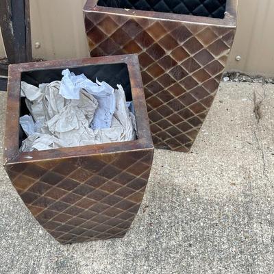 Two Vintage Metal Planters