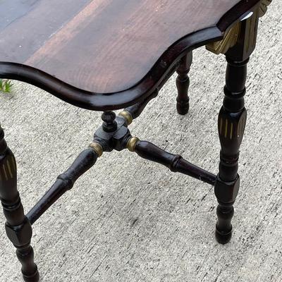 Antique Dark Wood  3 Legged Table