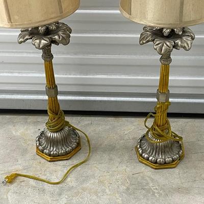 Beautiful Vintage Set of Aluminum and Glass Lamps