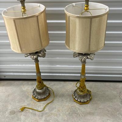 Beautiful Vintage Set of Aluminum and Glass Lamps