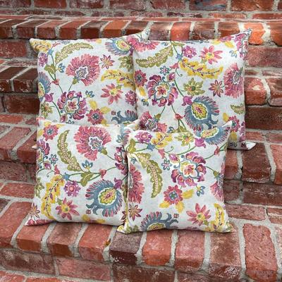 Four (4) Outdoor Colorful Pillows