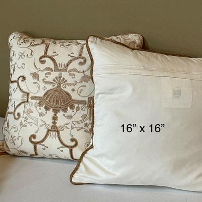 Set Of Three (3) ~ Embroidered & Velvet Decorative Throw Pillows