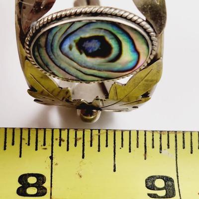 MEXICAN SILVER ABALONE JEWELED BRACELET