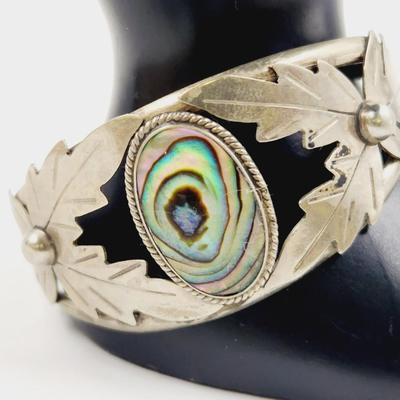 MEXICAN SILVER ABALONE JEWELED BRACELET
