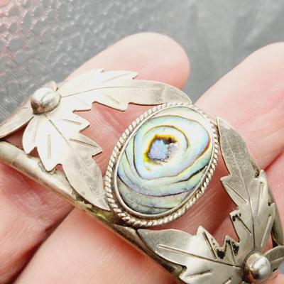 MEXICAN SILVER ABALONE JEWELED BRACELET