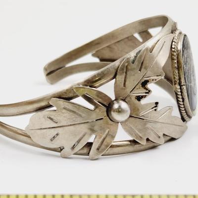 MEXICAN SILVER ABALONE JEWELED BRACELET