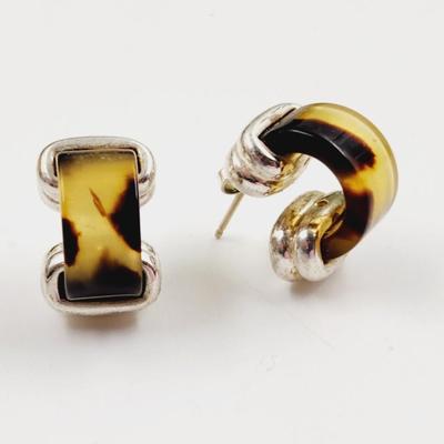RALPH LAUREN SILVER & TORTOISE SHELL EARRINGS