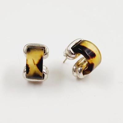 RALPH LAUREN SILVER & TORTOISE SHELL EARRINGS