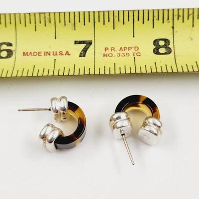 RALPH LAUREN SILVER & TORTOISE SHELL EARRINGS