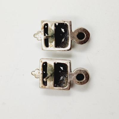 925 SILVER SQUARE WHITE STONE EARRINGS