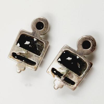 925 SILVER SQUARE WHITE STONE EARRINGS