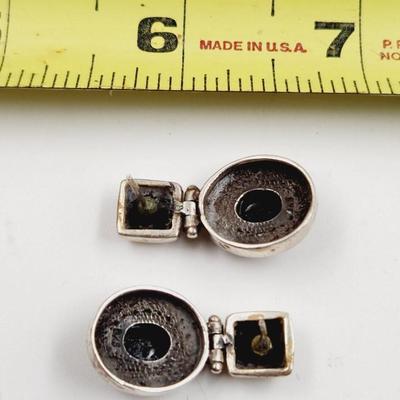 BEAUTIFUL. 925 SILVER SQUARE & BLACK ONYX EARRINGS