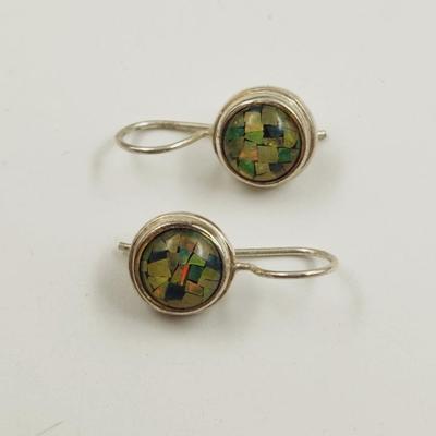 .925 SILVER HANGING EARRING w/ MULTI COLORED STONES