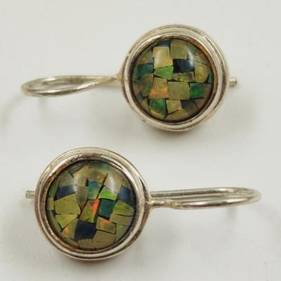 .925 SILVER HANGING EARRING w/ MULTI COLORED STONES