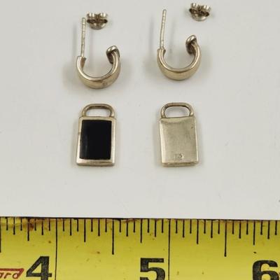 .925 SILVER & BLACK STONE EARRINGS