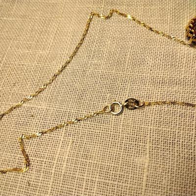 ROSS SIMONS GILTED STERLING BLUE SAPPHIRE DIAMOND HEART PENDANT ON 16" 10K GOLD CHAIN