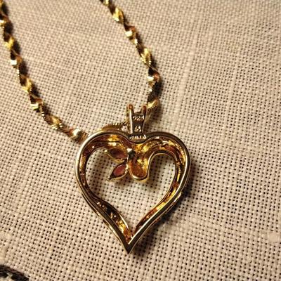 Sterling Silver ROSS SIMONS Ruby & Diamond Accent Pendant 18" Gold/925 Necklace