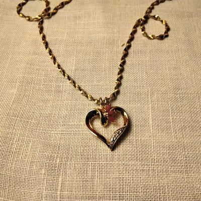 Sterling Silver ROSS SIMONS Ruby & Diamond Accent Pendant 18" Gold/925 Necklace