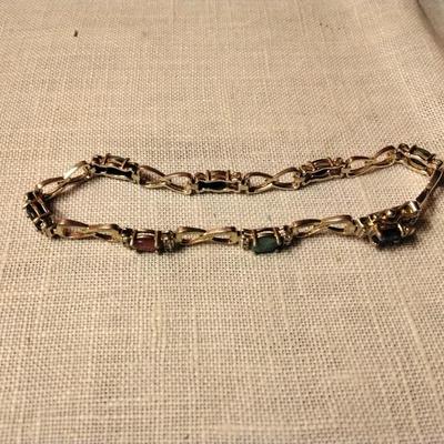 Sterling Silver - ROSS SIMONS Multi Stone & Diamond 7" Tennis Bracelet
