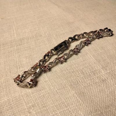 DEE BERKLEY Art Deco Diamond Amethyst Tennis Bracelet 7.25"