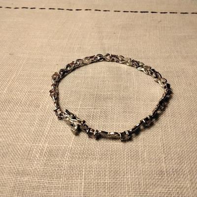 DEE BERKLEY Art Deco Diamond Amethyst Tennis Bracelet 7.25"