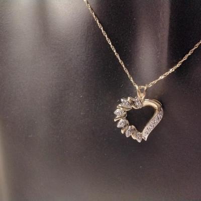 ROSS SIMONS Diamond Heart on 16" 10K Chain