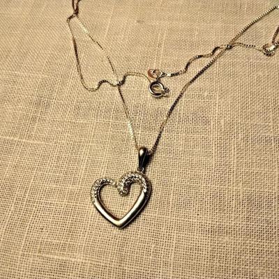 Diamond 925 Heart on 16" 925 Necklace