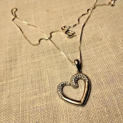 Diamond 925 Heart on 16" 925 Necklace