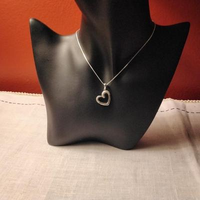 Diamond 925 Heart on 16" 925 Necklace