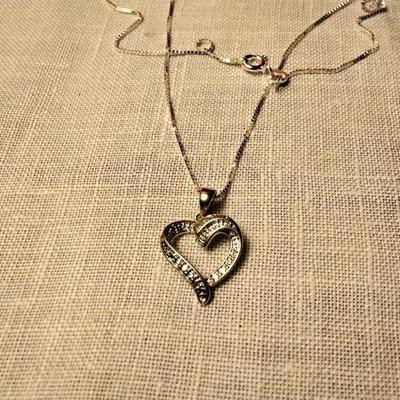 Diamond 925 Heart on 16" 925 Necklace