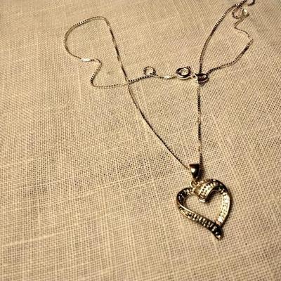 Diamond 925 Heart on 16" 925 Necklace