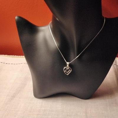 Diamond 925 Heart on 16" 925 Necklace