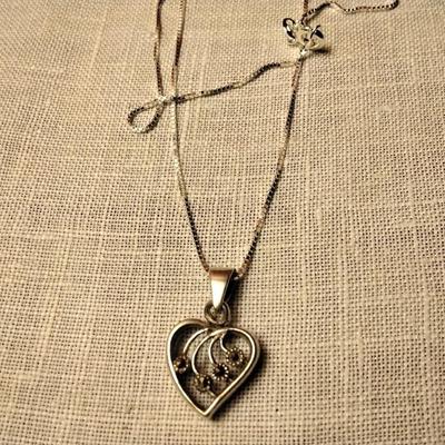 Diamond 925 Heart on 16" 925 Necklace
