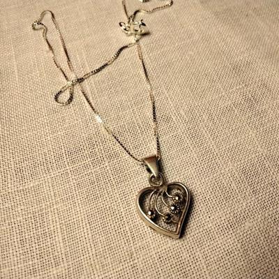 Diamond 925 Heart on 16" 925 Necklace