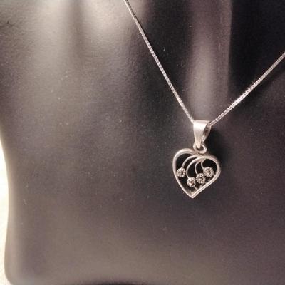 Diamond 925 Heart on 16" 925 Necklace