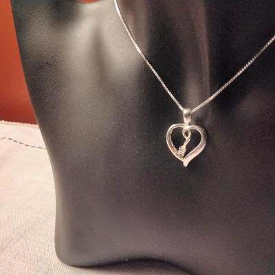 Diamond 925 Heart on 16" 925 Necklace