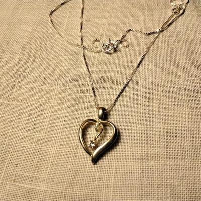 Diamond 925 Heart on 16" 925 Necklace