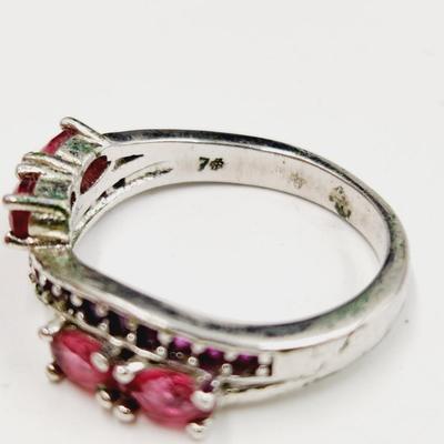 .925 SILVER & RUBY RING SIZE 7