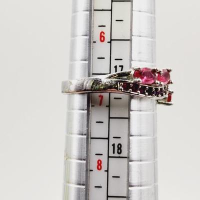 .925 SILVER & RUBY RING SIZE 7