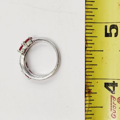 .925 SILVER & RUBY RING SIZE 7