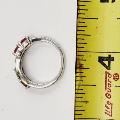.925 SILVER & RUBY RING SIZE 7