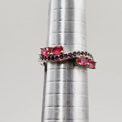 .925 SILVER & RUBY RING SIZE 7