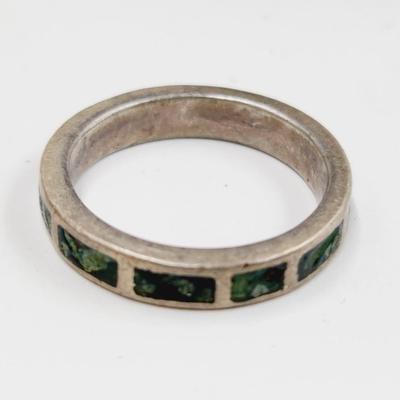 SOUTHWEST SILVER & TURQUOISE RING SIZE 8