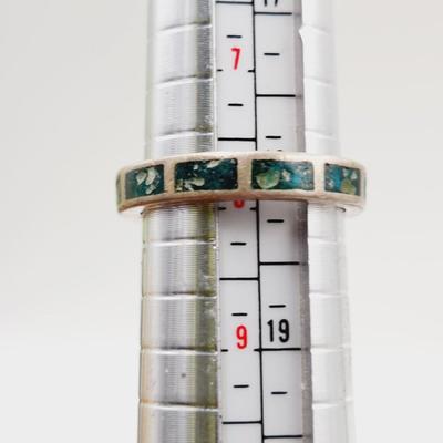 SOUTHWEST SILVER & TURQUOISE RING SIZE 8