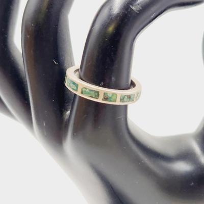 SOUTHWEST SILVER & TURQUOISE RING SIZE 8