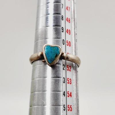 STERLING & TURQUOISE HEART RING SIZE 6