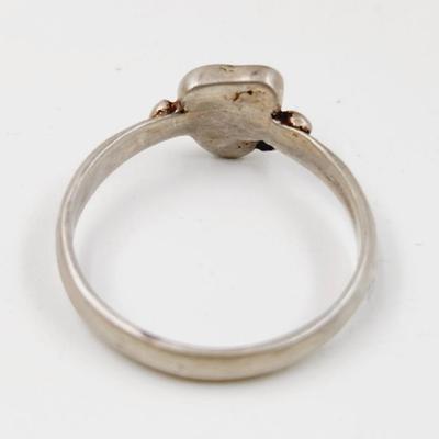 STERLING & TURQUOISE HEART RING SIZE 6