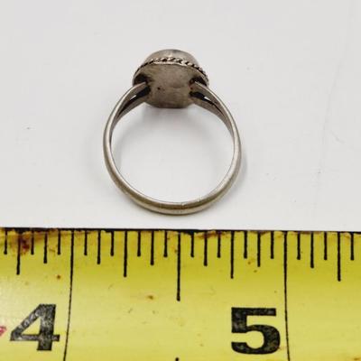 BEAUTIFUL .925 SILVER & GREEN TURQUOISE RING SIZE 6